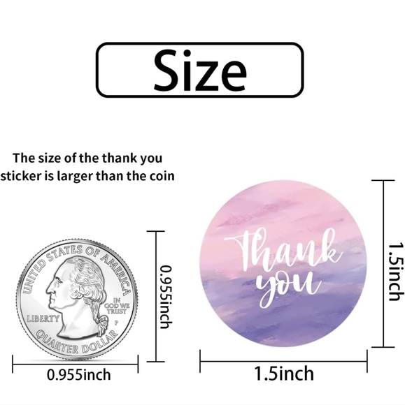 Multi colored Ombre' 1.5" Thank You Stickers - Picture 2 of 7